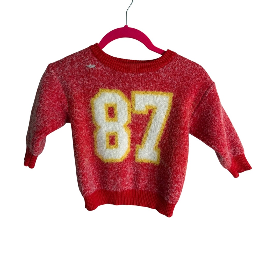 FANCY SCHMANCY BABY Boutique Kansas‎ City Chiefs Fuzzy 87 Jersey Sweater, 5T